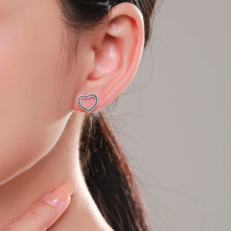 925 Sterling Silver Heart Stud Earrings