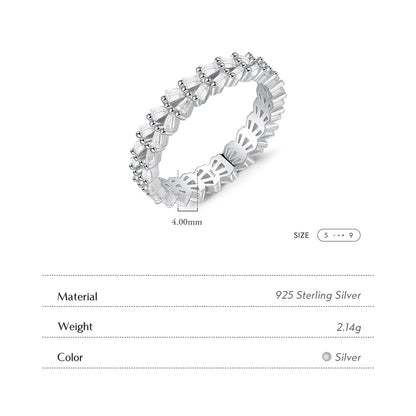 925 Sterling Silver Clear CZ Trapezoid Eternity