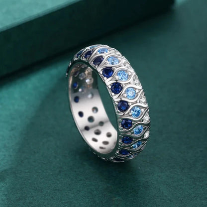 925 Sterling Silver Blue Eyes Eternity Ring