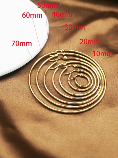 10-70mm Gold Stainless Steel Hoop Earrings