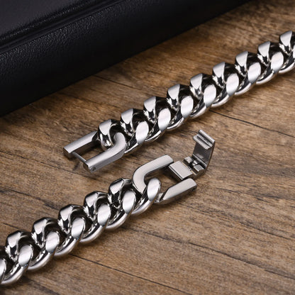 6-12MM Stainless Steel Cuban Link Chain Bracelet