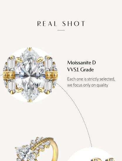 Moissanite Yellow Gold Plated 925 Silver (2 Colors)