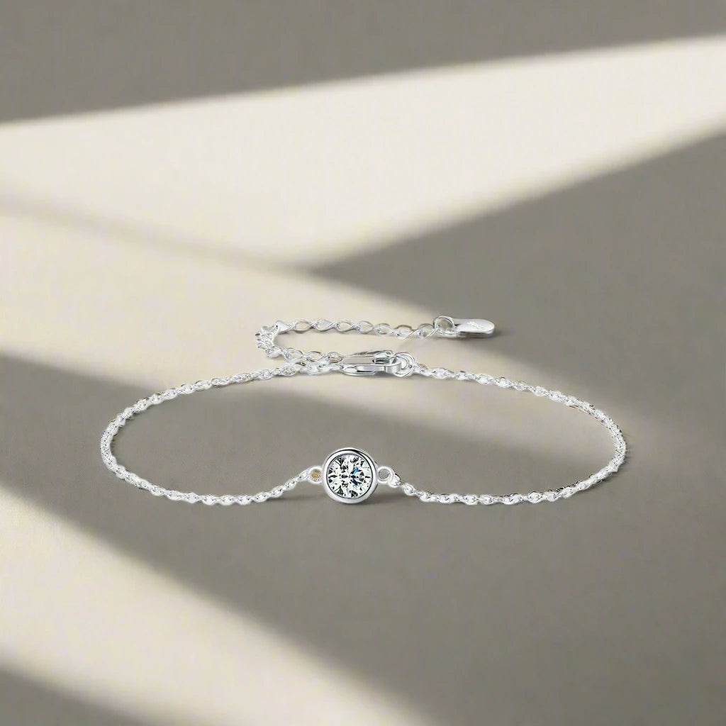 0.5CT Moissanite Bracelet 925 Sterling Silver