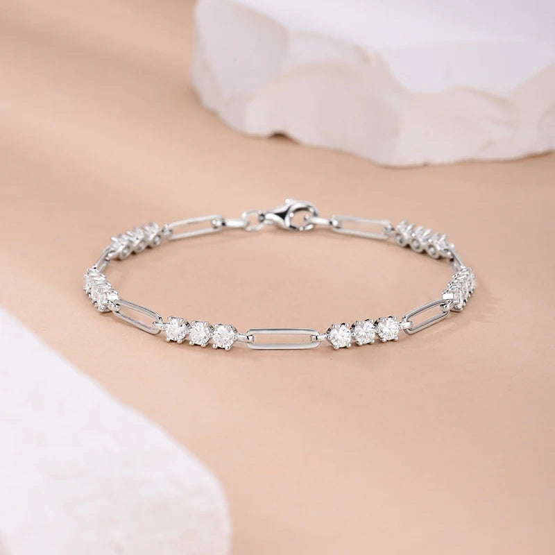 3mm D Color Moissanite Bracelet 925 Silver