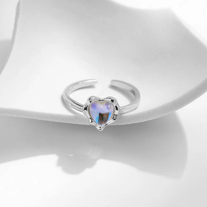 925 Sterling Silver Moonstone Adjustable Ring