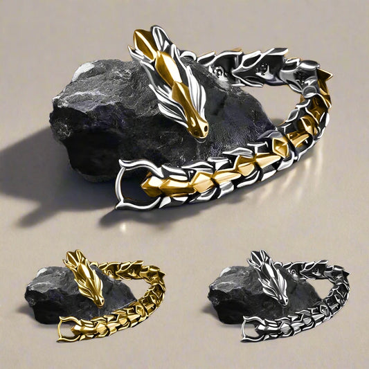 Silver or Gold Color Dragon Bracelet