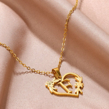 Gold Stainless Steel Initial Necklaces