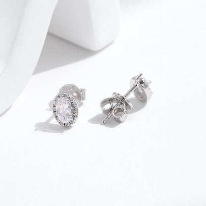 925 Sterling Silver Oval CZ Earrings