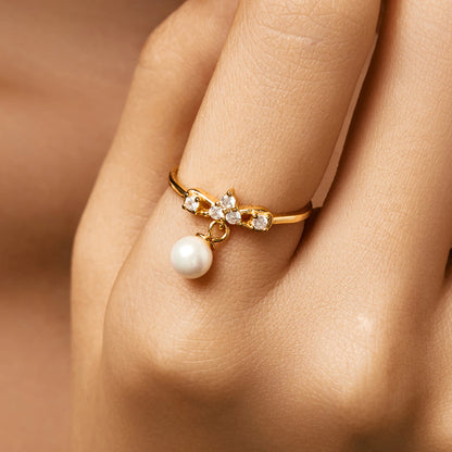 925 Sterling Silver Pearl Swing Ring