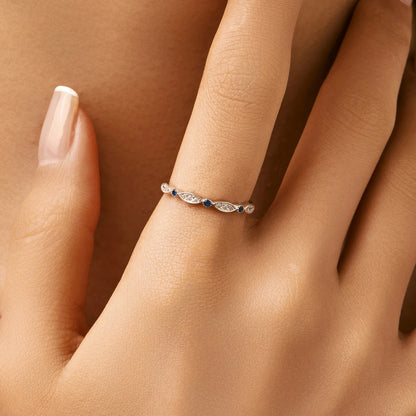 925 Sterling Silver Blue & White CZ Eternity Ring