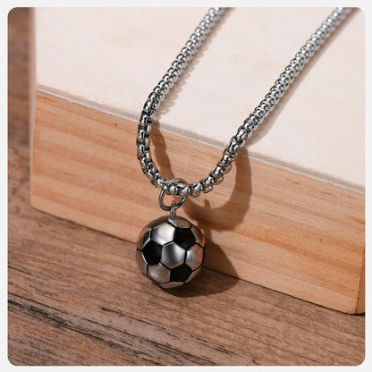 Vnox 3D Football Necklaces for Men, Solid Stainless Steel Casual Scoocer Pendants, Sports Lover Boys Gifts