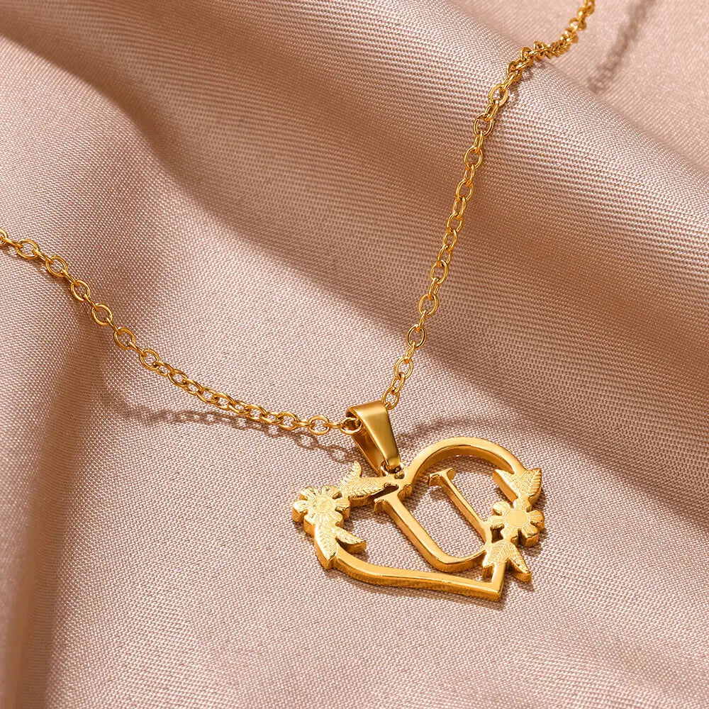 Gold Stainless Steel Initial Necklaces