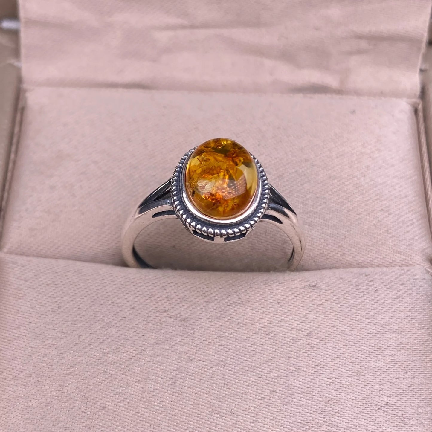 Amber Color 925 Sterling Silver