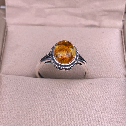 Amber Color 925 Sterling Silver