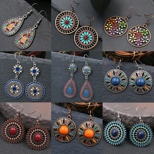 Various Ethnic Boho Colorful Enamel Earrings