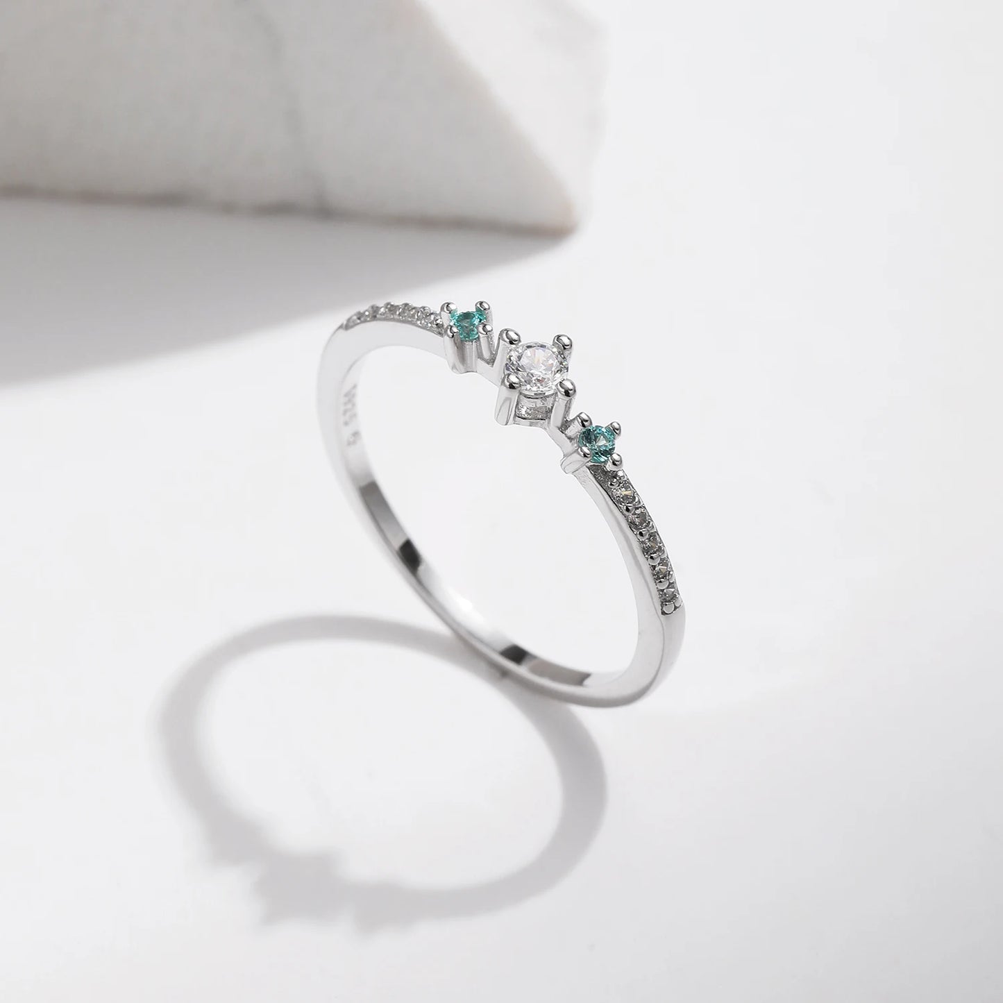 925 Sterling Silver CZ Trilogy Ring