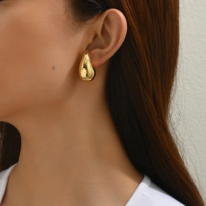 Gold Or Silver Stainless Steel Dome Drop Earrings