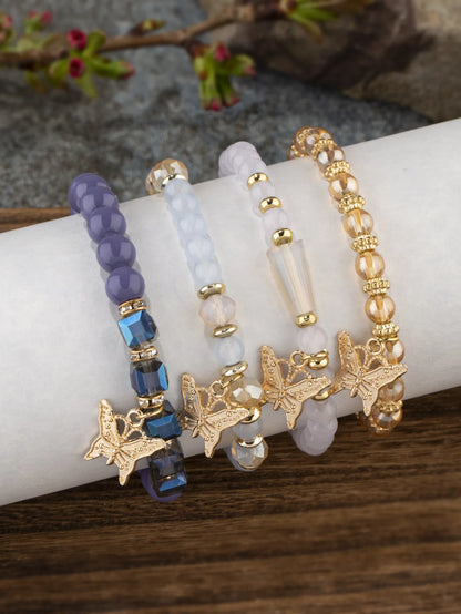 4Pcs Butterfly Charm Bracelet (7 Color Choice)