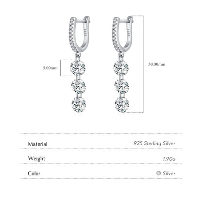 925 Sterling Silver CZ Swing Drop Earrings