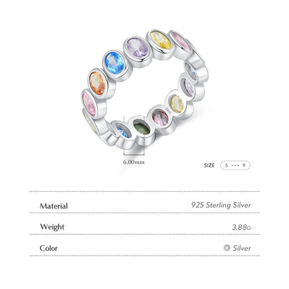 925 Sterling Silver Rainbow Cubic Zirconia Ring