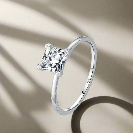 925 Sterling Silver Princess Cut CZ Ring