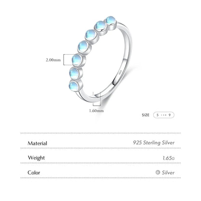 925 Sterling Silver Round Moonstone Ring