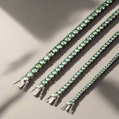 Green Moissanite Diamond Tennis Bracelet 925 Sliver