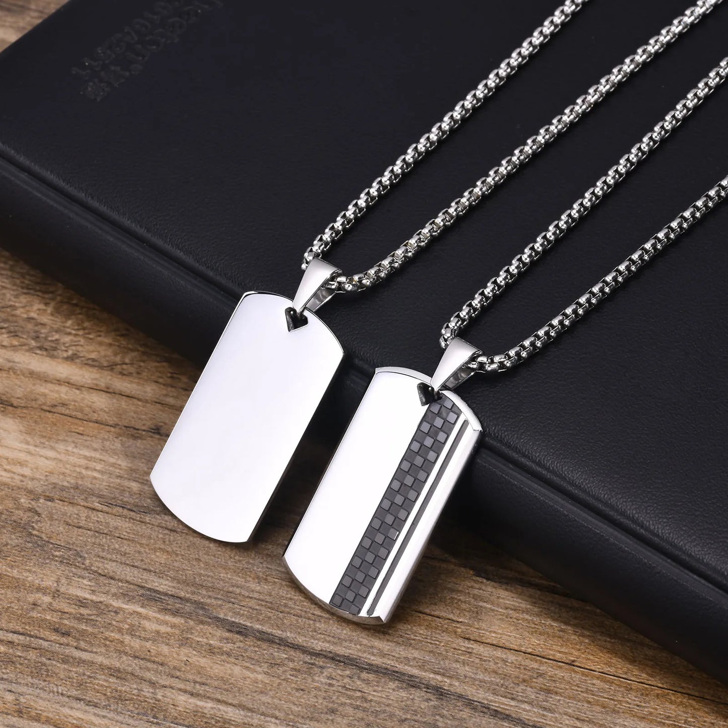 Vnox Men's Stainless Steel Dog Tag Pendant Necklace, Geometric Dogtag Necklaces Gift for Him Jewelry