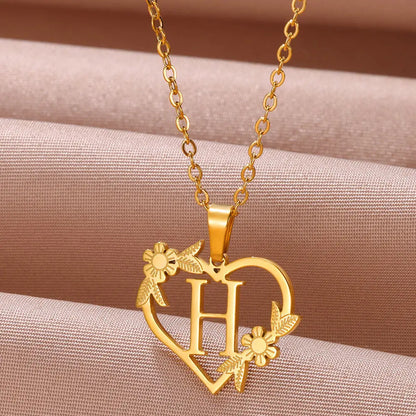 Gold Stainless Steel Initial Necklaces