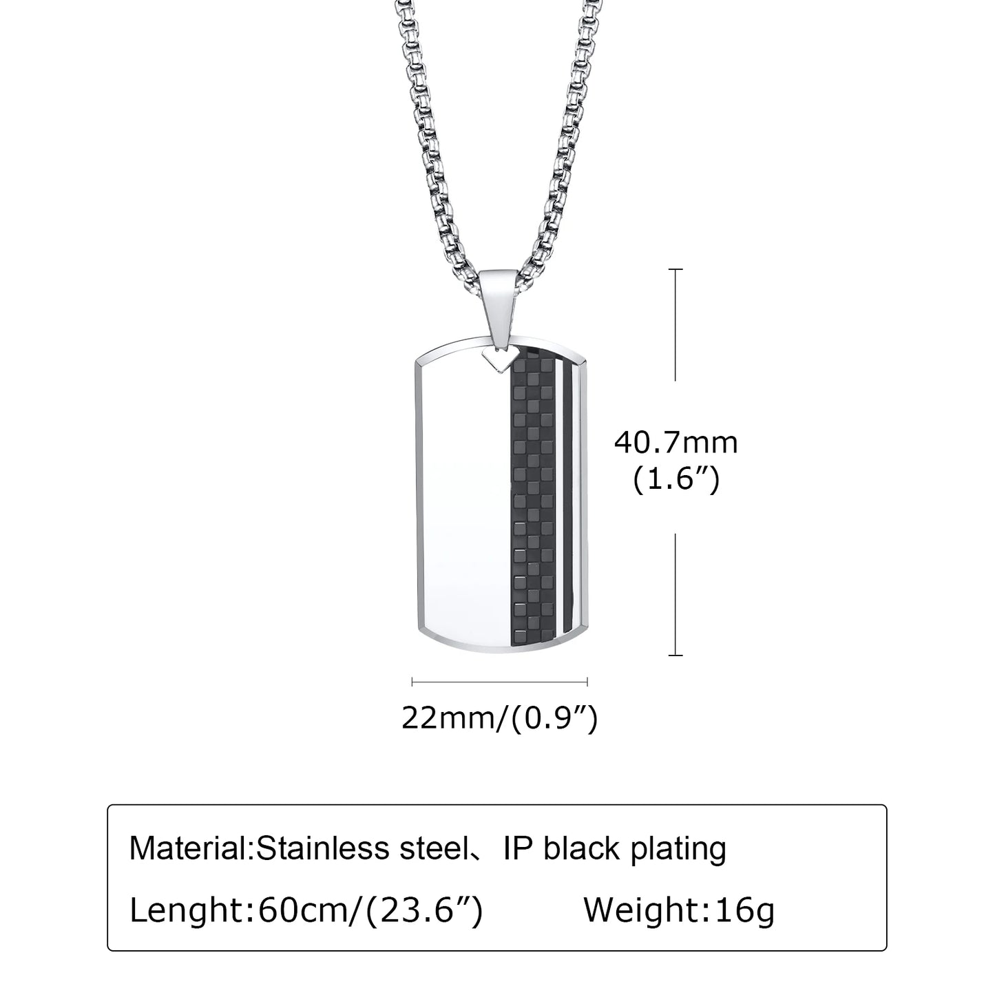 Vnox Men's Stainless Steel Dog Tag Pendant Necklace, Geometric Dogtag Necklaces Gift for Him Jewelry