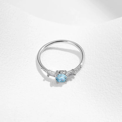 925 Sterling Silver Classic Round Light Blue Cubic Zirconia