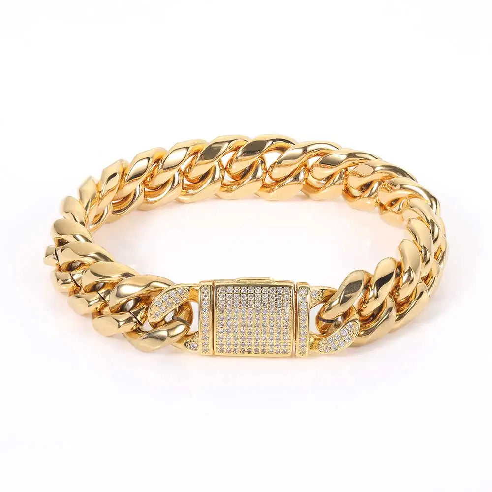 Gold Or Silver Stainless Steel, 12mm Cuban Link Chain or Bracelet