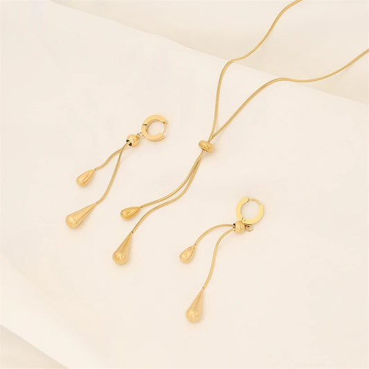 Pull Adjustment Droplet Shape Charm Chain/Earrings