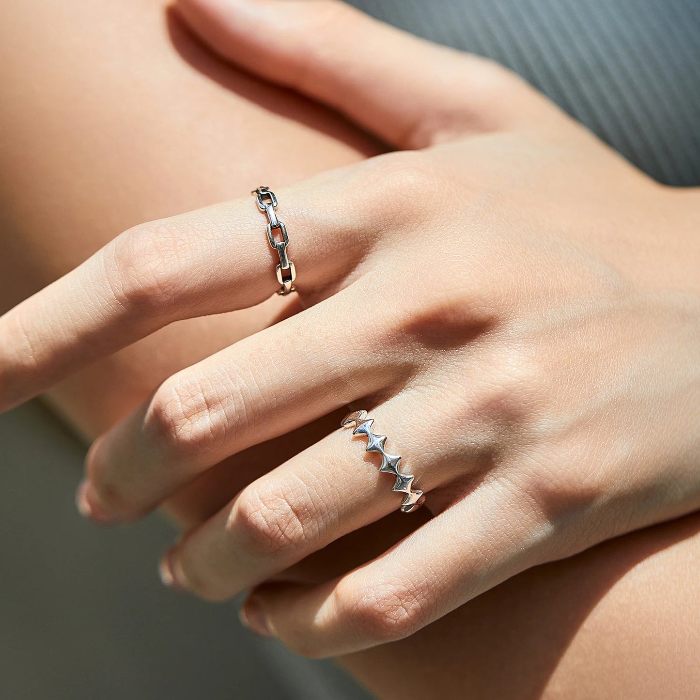 925 Sterling Silver Eternity Chain Ring