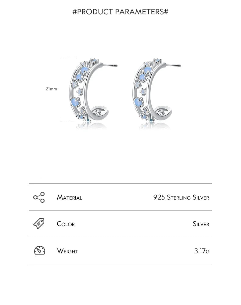 925 Sterling Silver Hollow Hoop Stud Earrings