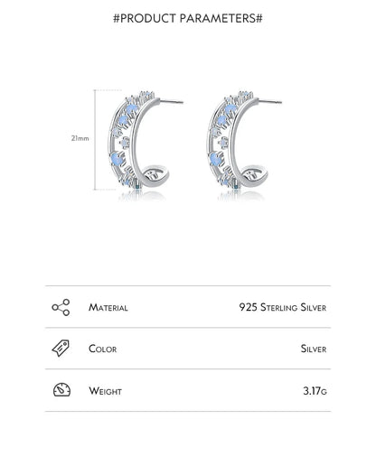 925 Sterling Silver Hollow Hoop Stud Earrings