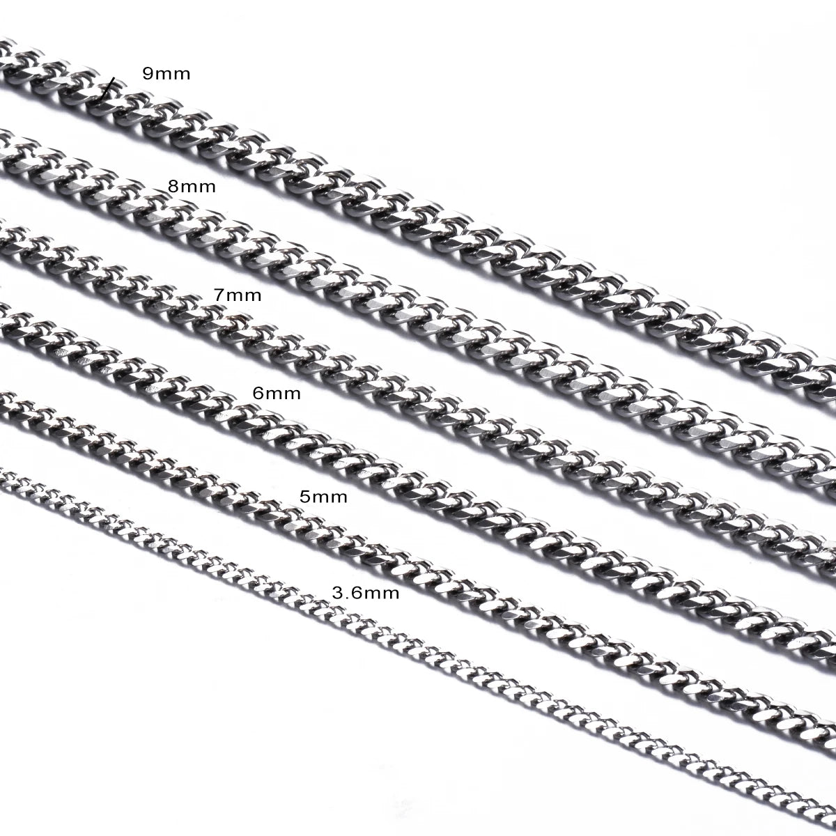 3.6mm-9mm Stainless Steel Curb Chain