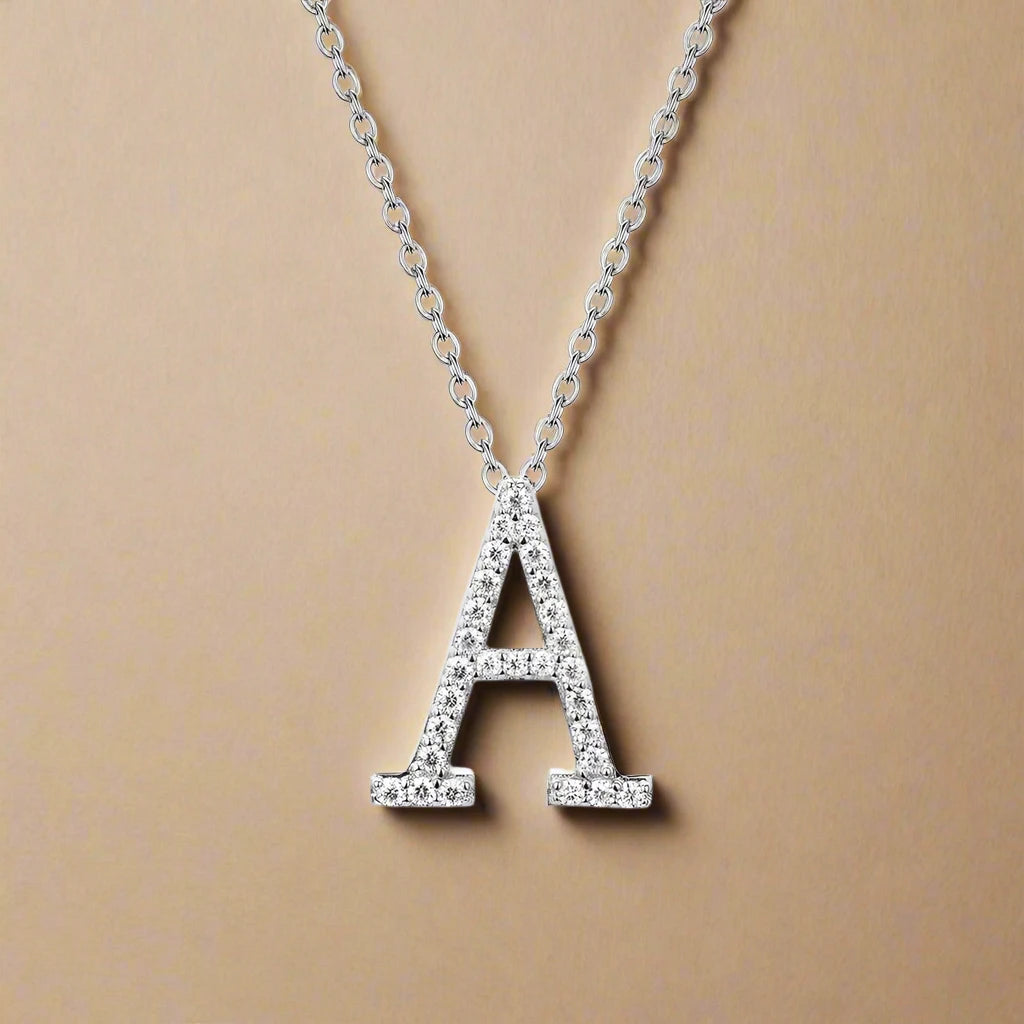 D VVS1 Color Moissanite Letters Necklace Pendant 925 Sterling SIlver