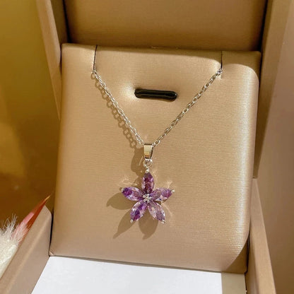 Stainless Steel CZ Flower Pendant Necklaces (15 Styles)