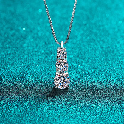 Moissanite Diamond Or CZ Necklace 925 Sterling Silver