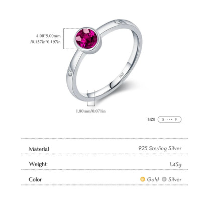 925 Sterling Silver Elegant Red CZ Ring