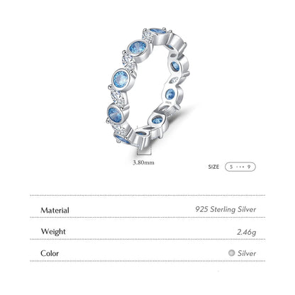 925 Sterling Silver Ocean Blue CZ Full Eternity Ring