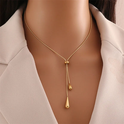 Pull Adjustment Droplet Shape Charm Chain/Earrings