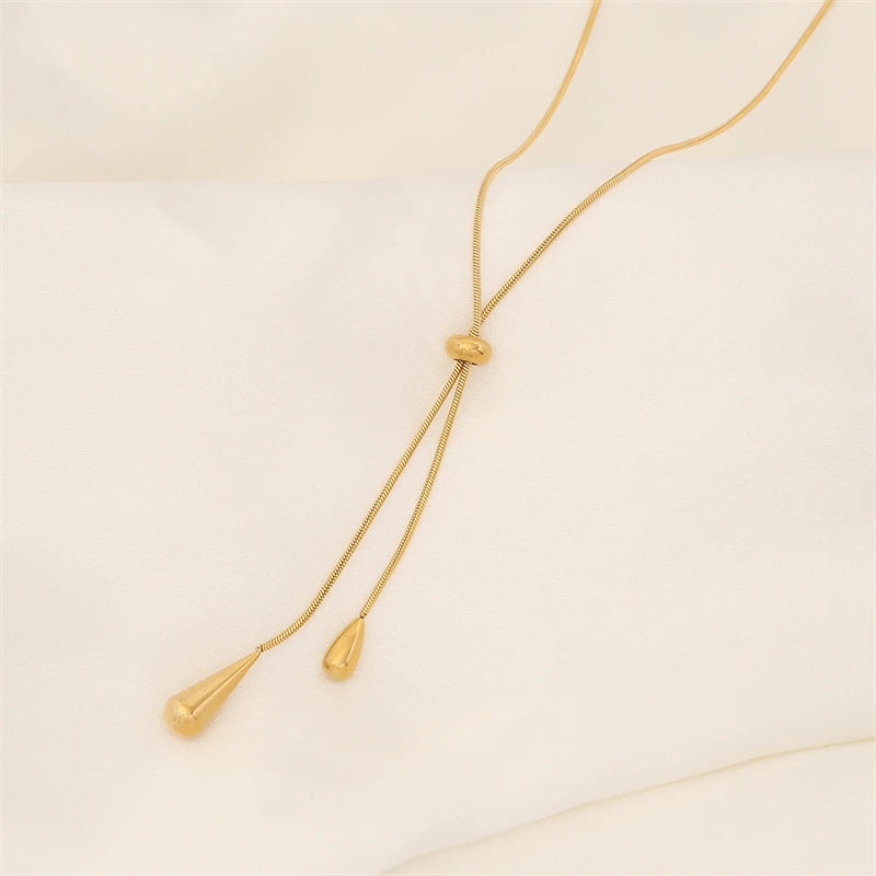 Pull Adjustment Droplet Shape Charm Chain/Earrings