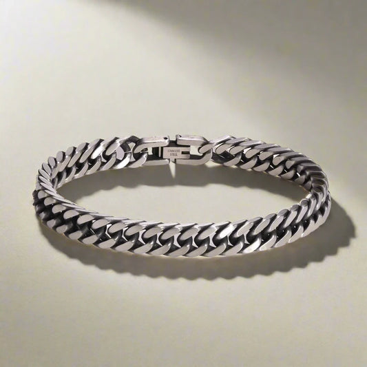 Vintage Grey Stainless Steel Cuban Chain Bracelets