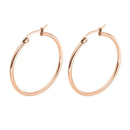 Stainless Steel Simple Classic Round Hoop Earrings