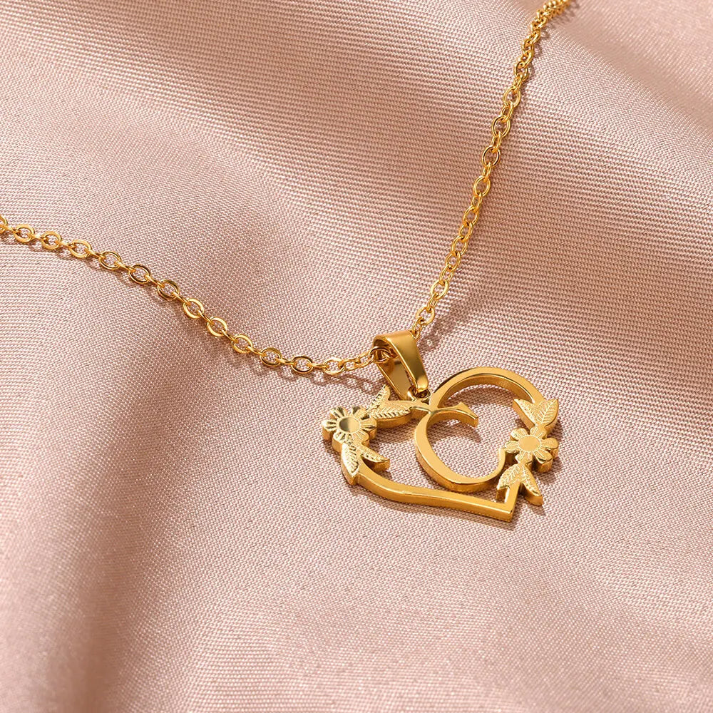 Gold Stainless Steel Initial Necklaces