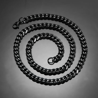 3.6-8mm Black Stainless Steel Cuban Link Chain 14 to 30 Inches