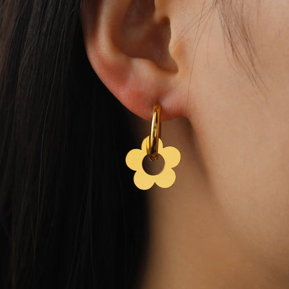 Stainless Flower Drop Earrings