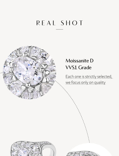 Oval Cut 0.5CT Moissanite D VVS1 Color 925 Sterling Silver (2 Colors)